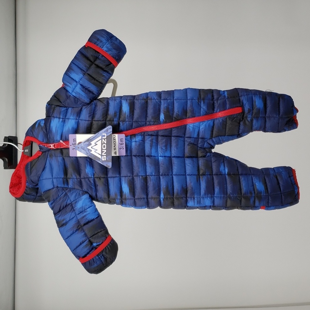 Snozu Infant Toddler Baby Child's Hooded Snowsuit  Blue Red Faux Fur Camo